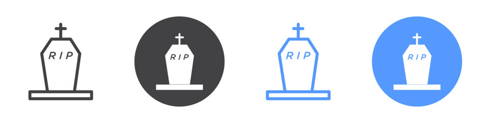 Tombstone icon flat line symbol set.