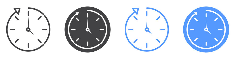 Time icon flat line symbol set.