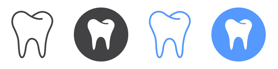 Tooth icon flat line symbol set.
