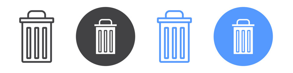 Trash icon flat line symbol set.