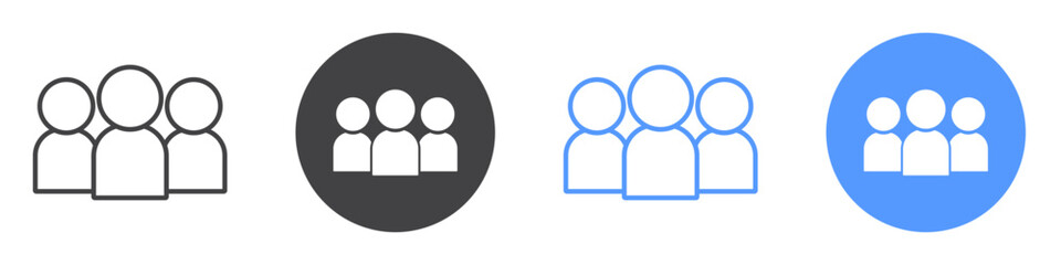 Users icon flat line symbol set.