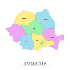 Obraz premium Romania administrative divisions. Romania map illustration vector.