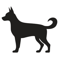 This is a simple black and white illustration of a dog silhouette.