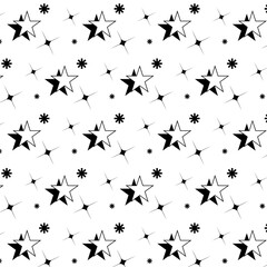 Monochrome Stars Seamless Pattern