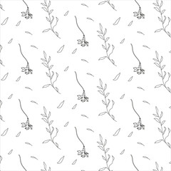 Floral and Leaves Seamless Pattern