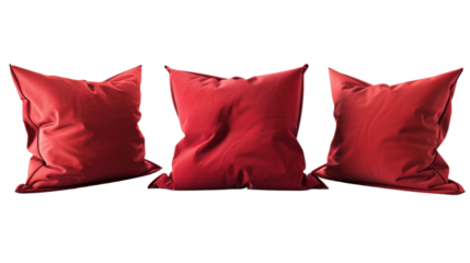 Red pillows on transparent background