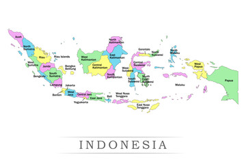 Indonesia administrative divisions. Indonesia map illustration vector.