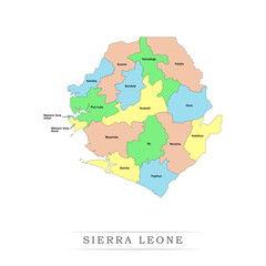 Obraz premium Sierra Leone administrative divisions. Sierra Leone map illustration vector.