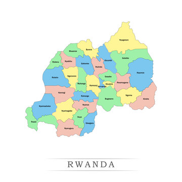 Rwanda administrative divisions. Rwanda map illustration vector.