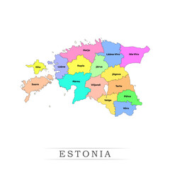 Estonia administrative divisions. Estonia map illustration vector.