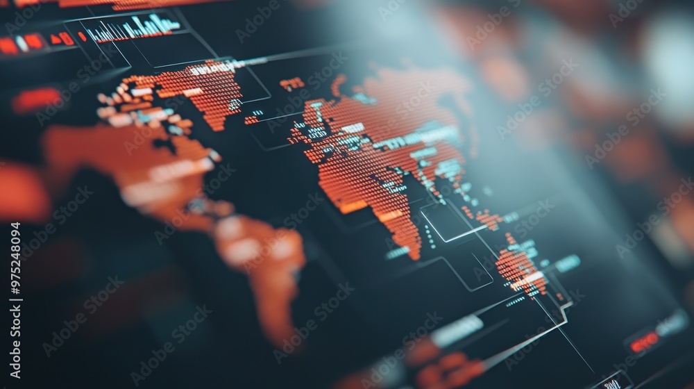 Poster exploring global trends through innovative digital data interface in economic policy context