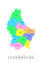 Luxembourg administrative divisions. Luxembourg map illustration vector.