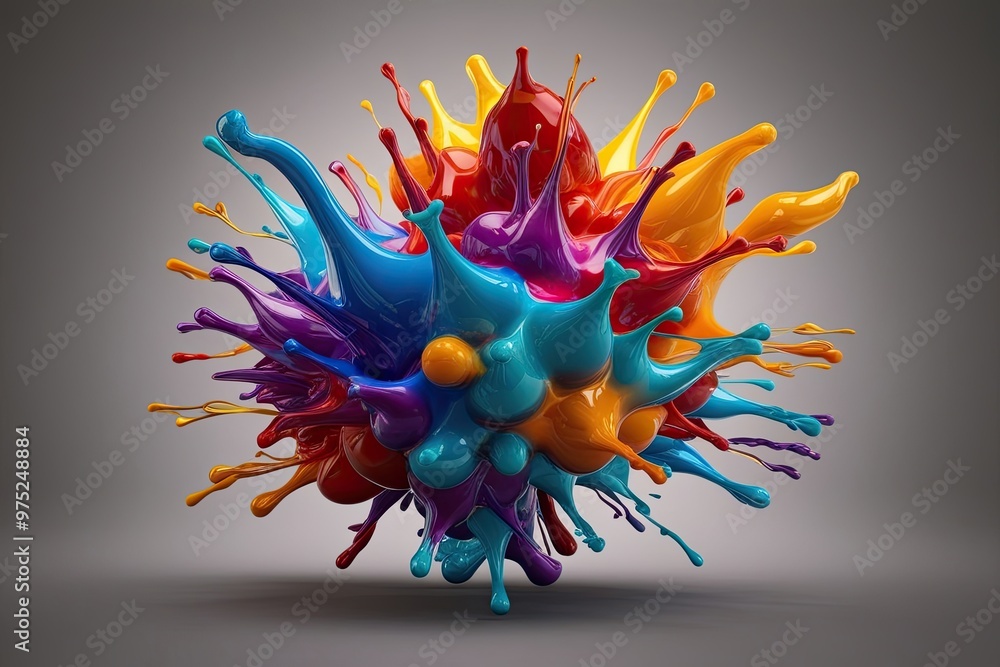 Poster vibrant 3d liquid form dynamic abstract structure with engaging fluid motion
