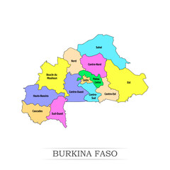 Burkina Faso  administrative divisions. Burkina Faso map illustration vector.