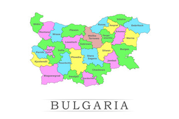 BULGARIA administrative divisions. BULGARIA map illustration vector.