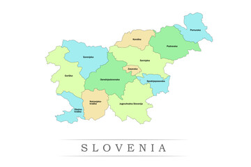 Slovenia administrative divisions. Slovenia map illustration vector.