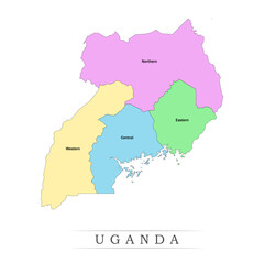 Uganda administrative divisions. Uganda map illustration vector.