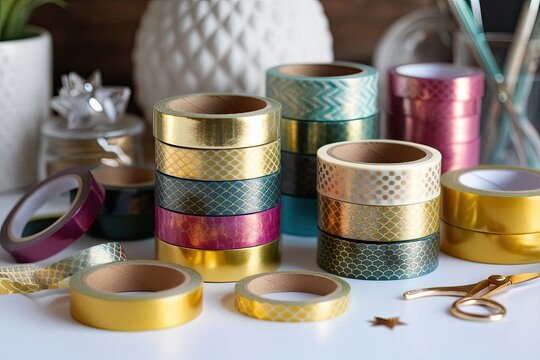 Chic Metallic Washi Tape Set for Creative Crafting and Scrapbooking