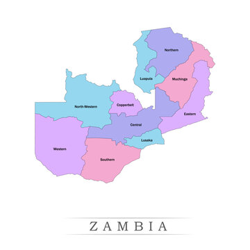 Zambia administrative divisions. Zambia map illustration vector.