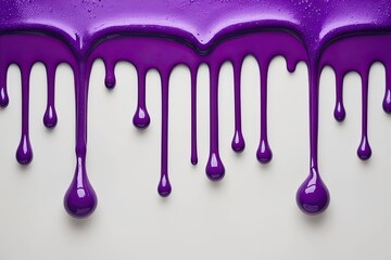 Purple Paint Drip on White Background Isolated Art Image