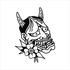 oni mask tattoo illustration design