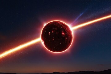 Brilliant Ruby Meteor Illuminates the Night Sky with a Fiery Tail