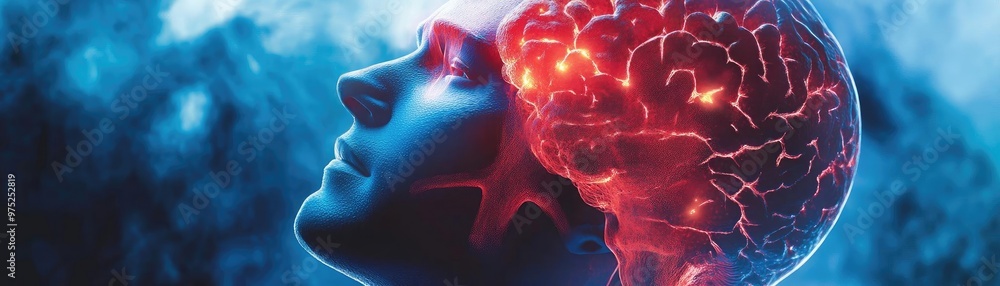 Poster A creative representation of a human mind, showcasing neural activity and the connection between thought and emotion.