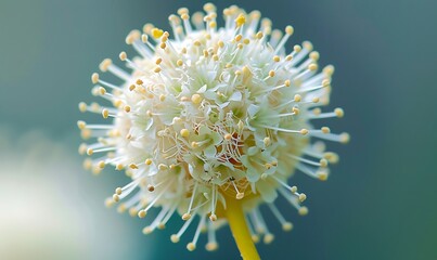 Close up of white onion flower blossom with bokeh background