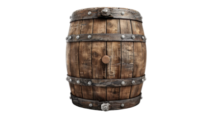Wooden barrel on transparent background