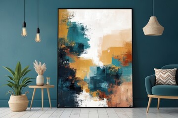 Modern Impressionism Abstract Wall Poster Template with Textured Colours and Creative Patterns