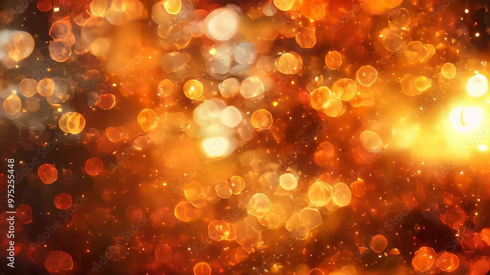 Poster abstract background with warm golden bokeh lights, creating a festive and glowing atmosphere perfect