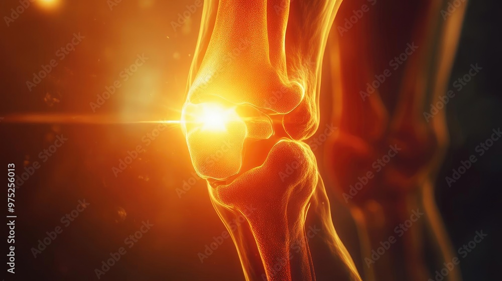 Poster high-resolution image of a glowing knee joint showcasing the intricate details of human anatomy and 