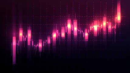 Digital abstract illustration of a vibrant upward-trending stock market chart with colorful bars