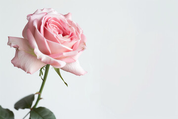 Single Rose on Clean Solid Background