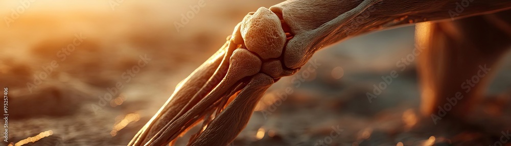 Poster A close-up of a unique detail showcasing the intricate structure of a limb in a warm, sunset atmosphere.