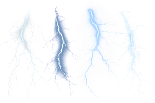 PNG lighting bolt element set, transparent background