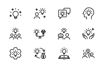 Creative idea icon set, Vector linear icons illustration.