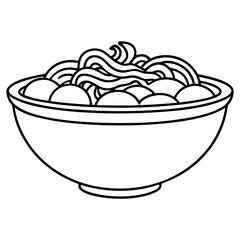 wok noodles outline coloring book page line art drawing
