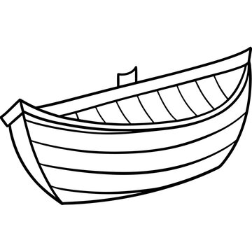 recommend clip art: wooden boat outline coloring book page line art drawing
