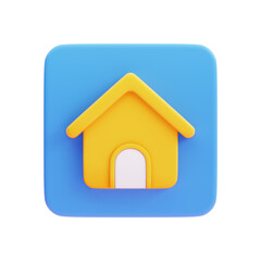 home icon with square blue badge