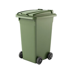 Plastic Dustbin With Hinged Lid and Wheels - Emphasizing User. Friendly Design and Durability for Stock Image. Urban Green Spaces. Isolated on a Transparent Background. Cutout PNG.