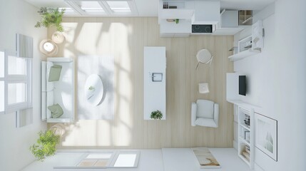 Top View of a Modern and Minimalist Apartment