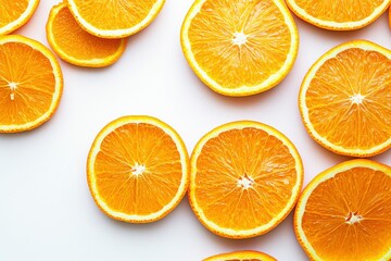 Fototapeta premium Orange slices. Fresh organic orange isolated on white background. Orange Collection, ai