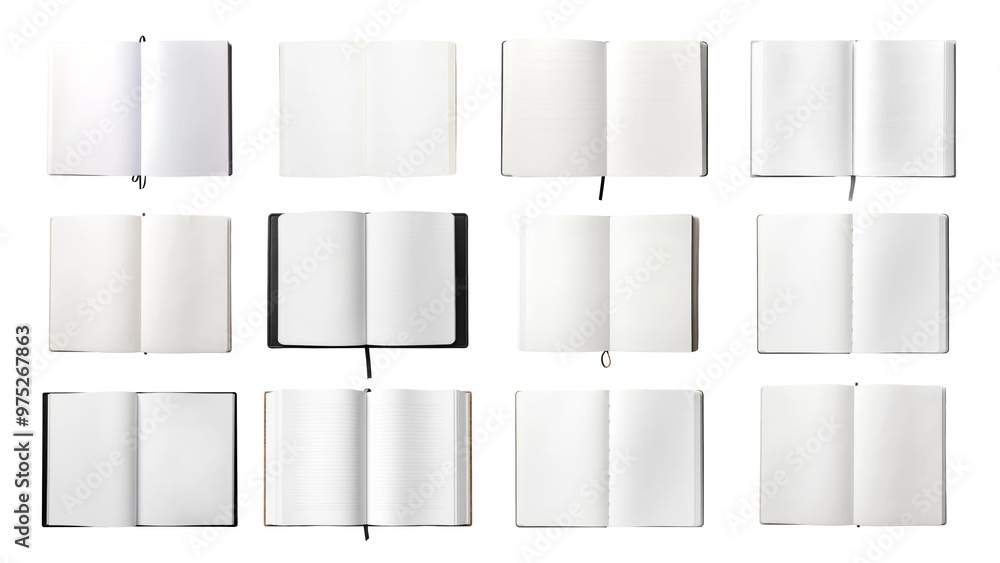 Poster open notebook png element set, transparent background