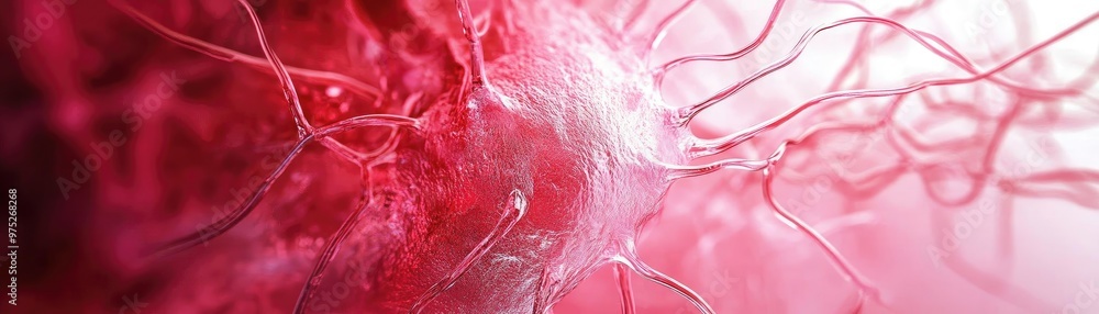 Aufkleber close-up view of cellular structures showcasing intricate details and vibrant red hues, ideal for sc