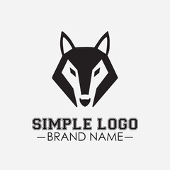 Black and white wolf logo, modern animal icon best for branding design