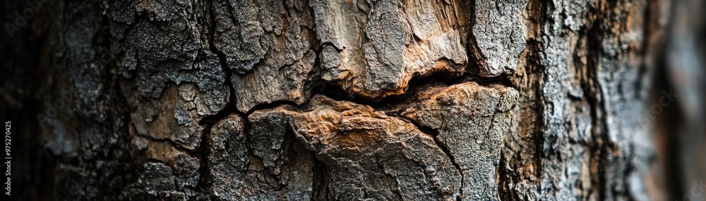 Poster close-up of tree bark, showcasing the intricate texture and natural patterns, perfect for nature-the