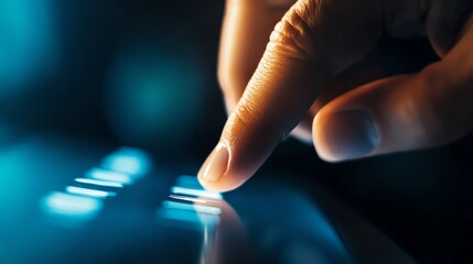Finger hovering over a list of candidates on a touchscreen voting machine, electronic voting, making a choice
