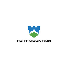 mountain castle landscape logo design