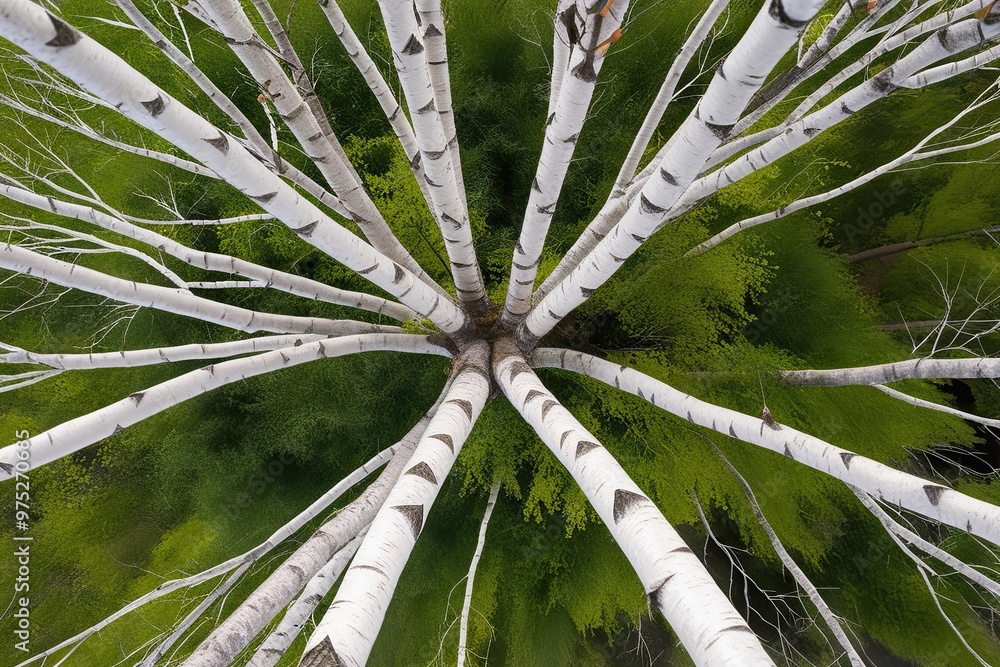 Aufkleber birch tree top view for landscape design and architecture layout